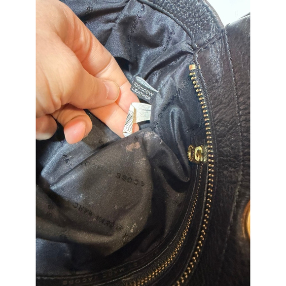 Marc by Marc Jacobs Black Pebbled Leather Satchel Tote Gold Hardware Bag - Picture 10 of 11